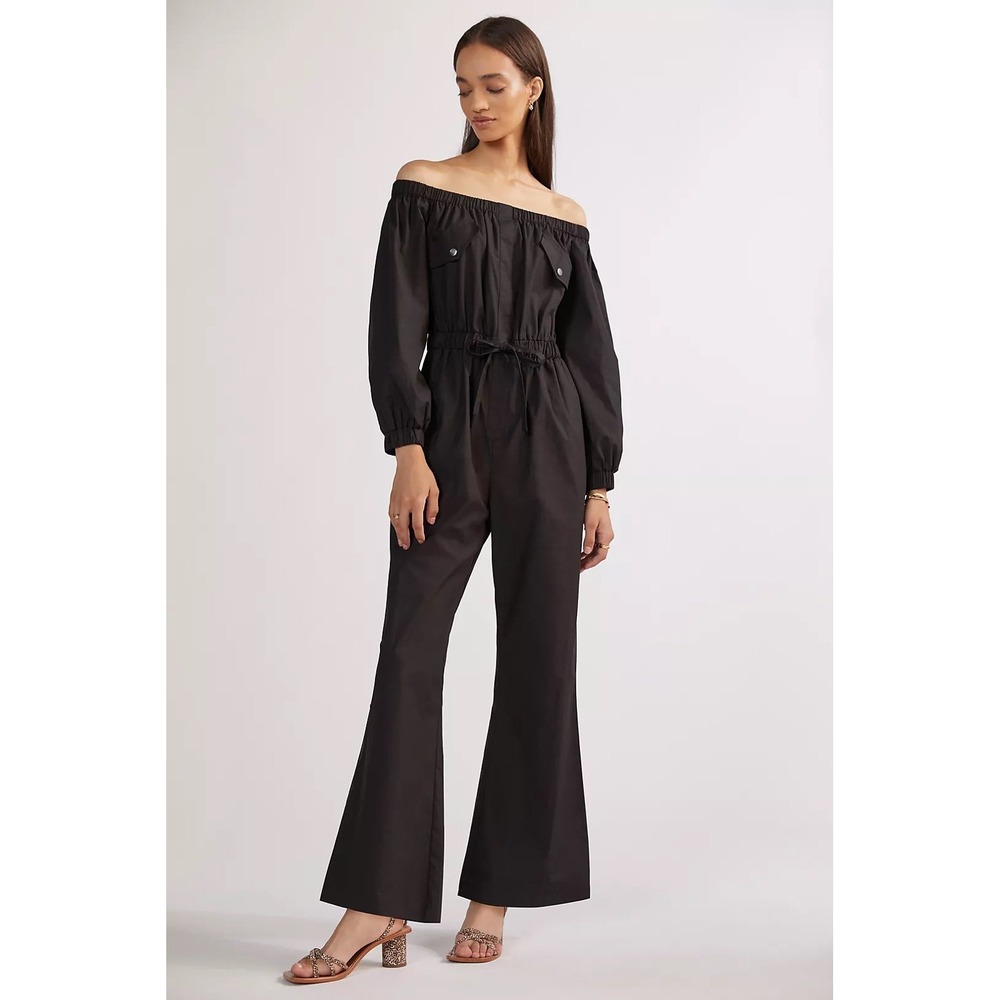 NWT Mare Mare Off-The-Shoulder Belted Jumpsuit Black Sz Small